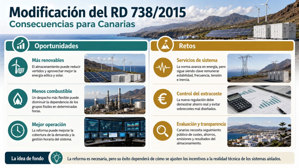 Oportunidades y retos de la reforma del RD 738/2015 para Canarias, desde la integración renovable hasta el control del extracoste.