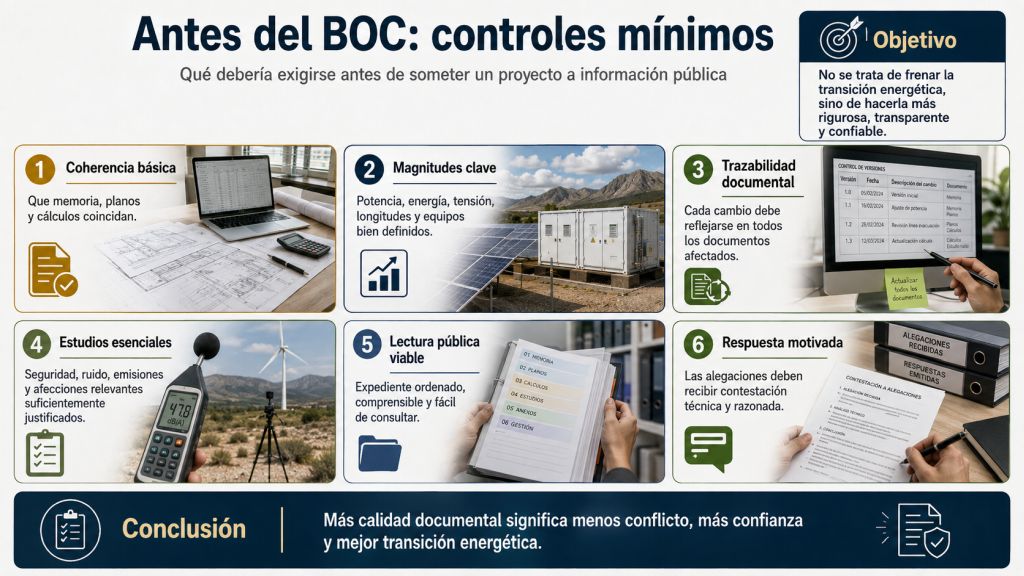 Antes del BOC: controles mínimos: Controles técnicos y documentales recomendados antes de publicar un proyecto energético en información pública en el Boletín Oficial de Canarias.