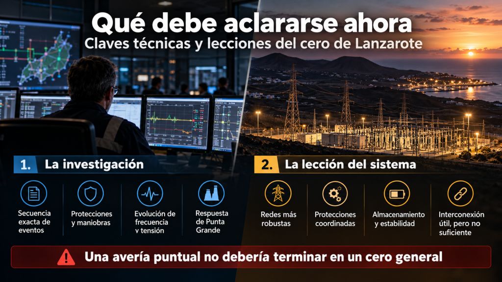 Claves técnicas que deben investigarse tras el cero de Lanzarote y medidas para reforzar la estabilidad del sistema eléctrico